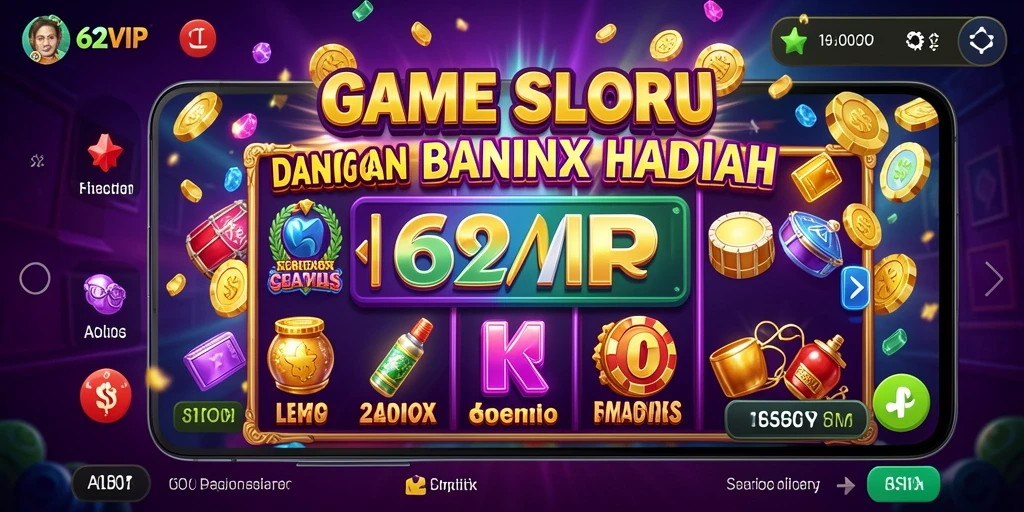 Tampilan gameplay Slot di aplikasi 62VIP yang menarik dan dinamis.
