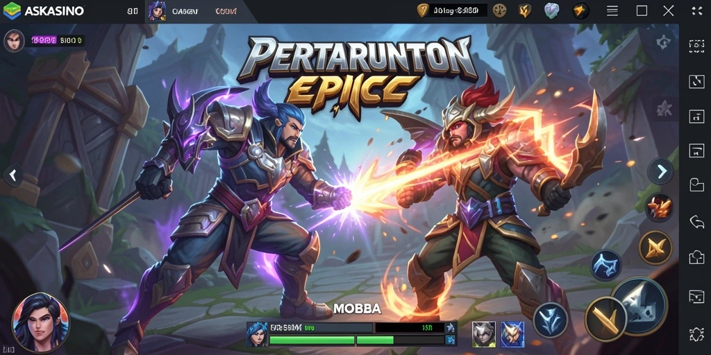 Screenshot gameplay ASKASINO yang menunjukkan aksi tim dalam pertempuran.