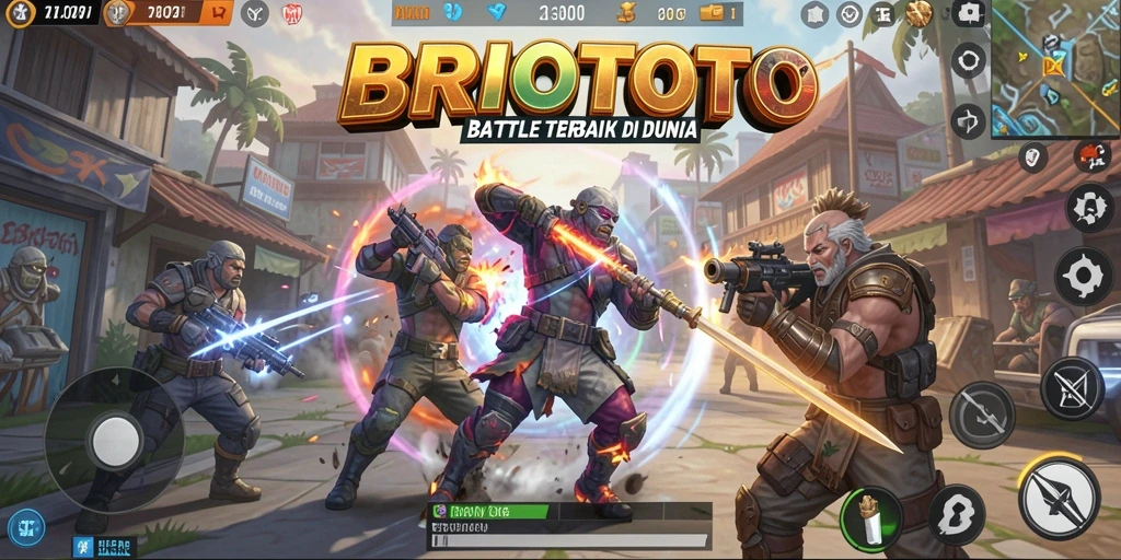 Screenshot gameplay BRIOTOTO yang menunjukkan aksi seru Battle Royale.