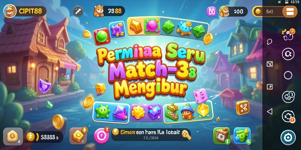 Tampak seru gameplay Match-3 dengan berbagai tantangan.
