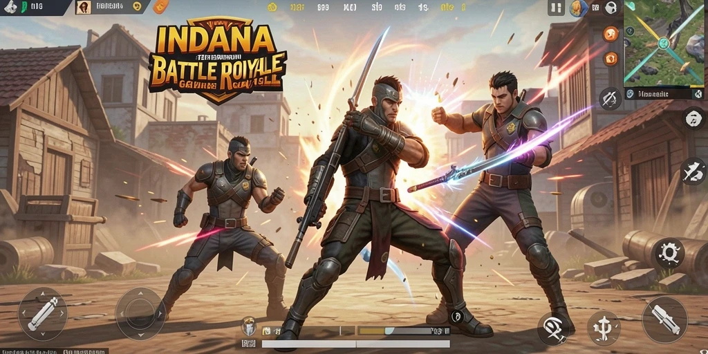 Tampilan seru gameplay INDAAA dalam pertempuran Battle Royale.