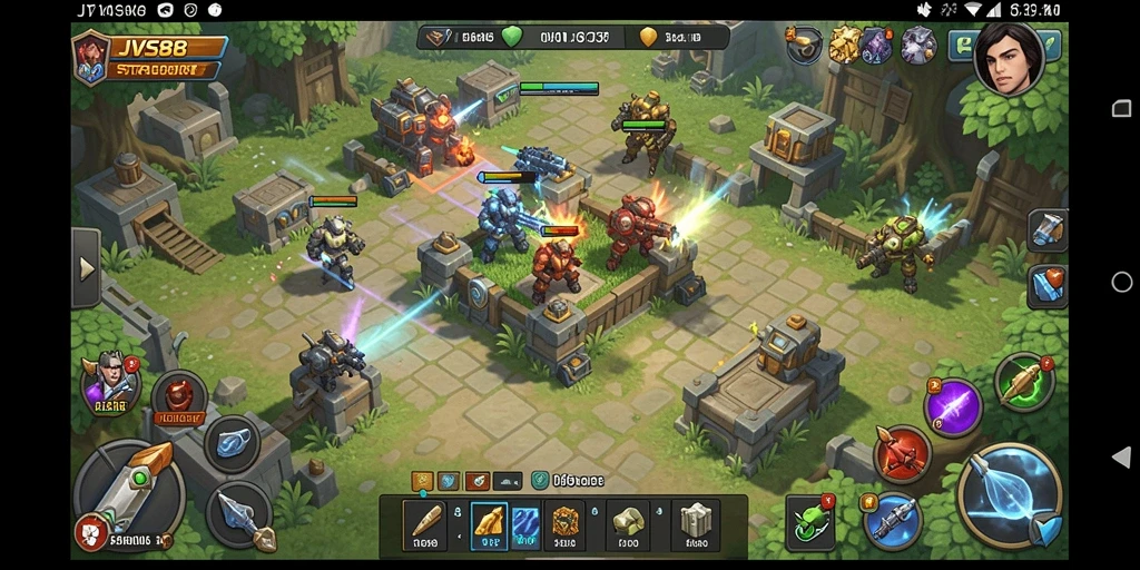 Menampilkan aksi seru dari gameplay Tower Defense JVS88.