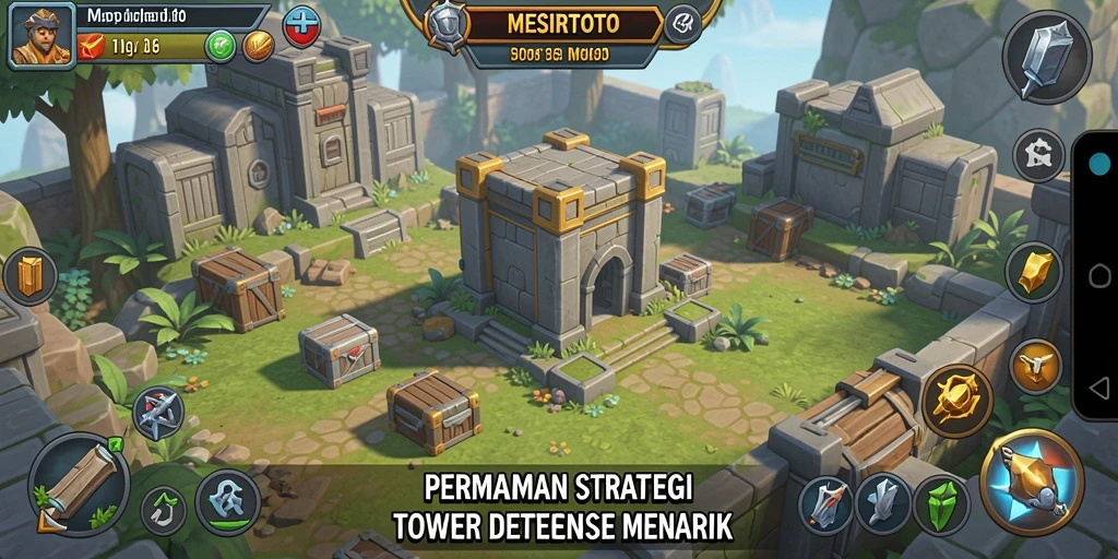 Tangkapan layar menampilkan aksi mendebarkan dalam gameplay Tower Defense MESIRTOTO.
