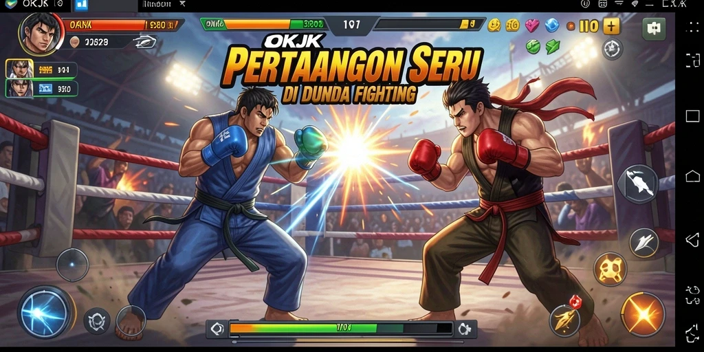 Gameplay OKJK yang menegangkan dan seru saat bertarung.