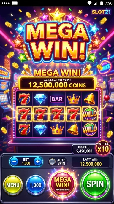 Tampilan utama aplikasi slot21 dengan berbagai pilihan unduhan.